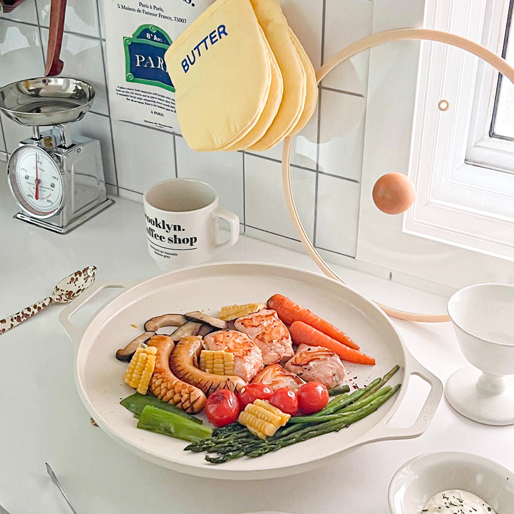 [Mytem] Dono IH Ceramic Coated Color Griddle 30cm with Glass Lid - Image 10